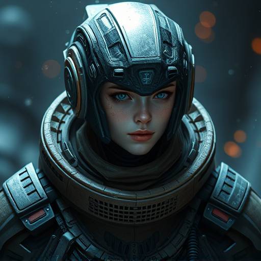 AI-generated character concept art for a sci-fi character